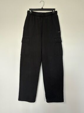 Cozy Sweat-fleece Mega Fit Cargo Sweat-pant Black Size S Oversized Wide Leg